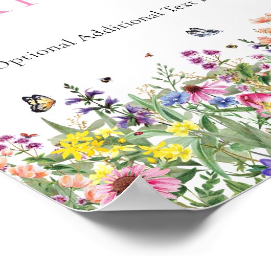 Wildflower bruiloft aangepaste tekst teken poster (Hoek)