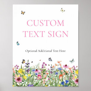Wildflower bruiloft aangepaste tekst teken poster