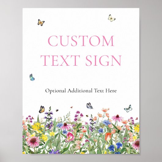 Wildflower bruiloft aangepaste tekst teken poster (Voorkant)