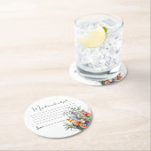 Wildflower bruiloft advies ronde kartonnen onderzetter (Insitu)