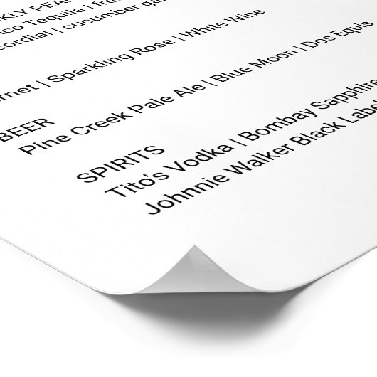 Wildflower bruiloft bar menu teken poster (Hoek)