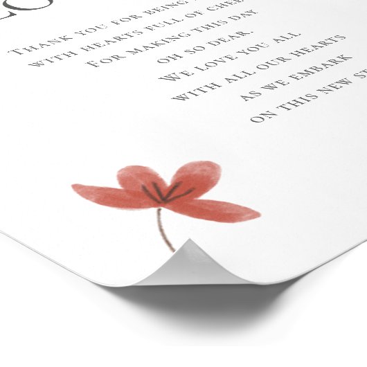 Wildflower bruiloft Bedankt voor het bijwonen Poster (Hoek)