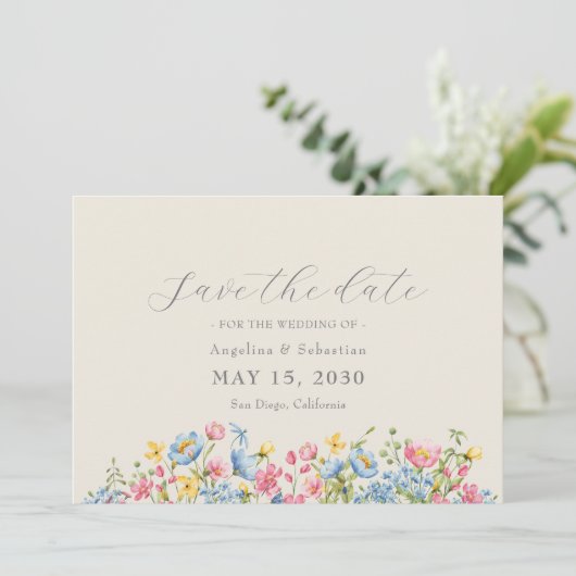 Wildflower bruiloft Bewaar de datum Save The Date (Staand voorkant)