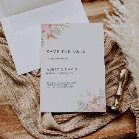 Wildflower Bruiloft Bewaar de Datum Uitnodiging
