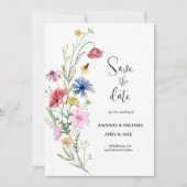 Wildflower bruiloft bloemen save the date (Voorkant)