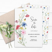 Wildflower bruiloft bloemen save the date
