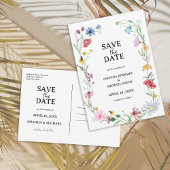 Wildflower bruiloft bloemen save the date