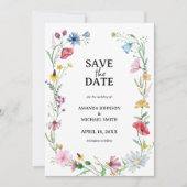 Wildflower bruiloft bloemen save the date (Voorkant)