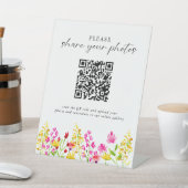 Wildflower bruiloft bloemenelegante foto QR-code Reclamebord Met Voetstuk (Insitu)