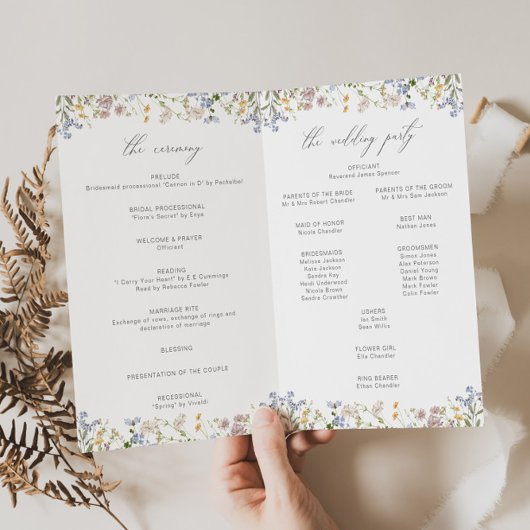 Wildflower bruiloft boekje programma Floral gevouw