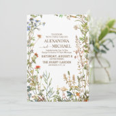 Wildflower Bruiloft Boho Land Bloemen Bruiloft Kaart (Staand voorkant)