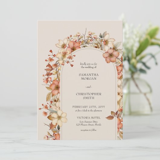 Wildflower Bruiloft Boho Land Bloemen Uitnodiging (Staand voorkant)