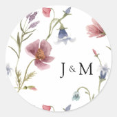 Wildflower bruiloft Classic Ronde Sticker (Voorkant)
