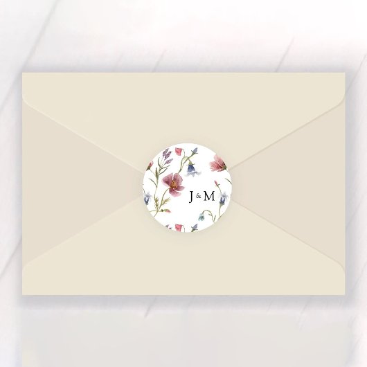 Wildflower bruiloft Classic Ronde Sticker