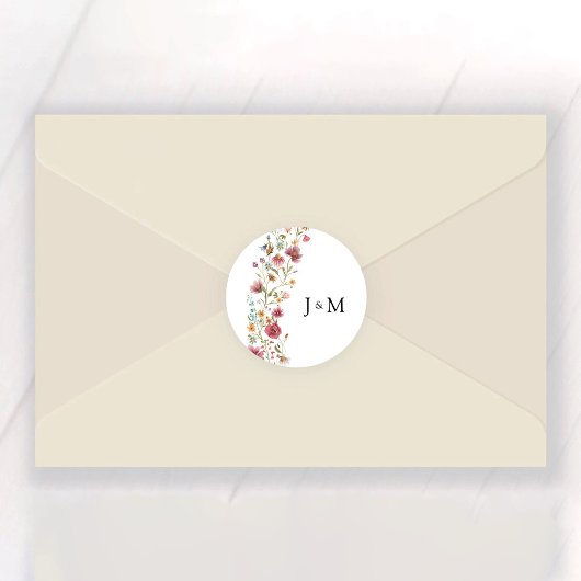 Wildflower bruiloft Classic Ronde Sticker