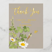 Wildflower bruiloft dank u goud folie uitnodiging briefkaart (Voorkant)