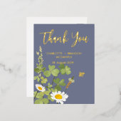 Wildflower bruiloft dank u goud folie uitnodiging briefkaart (Voorkant / Achterkant)