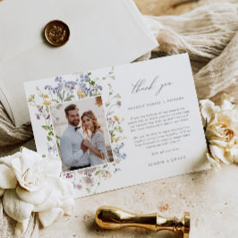 Wildflower bruiloft dank u kaart met foto Boho