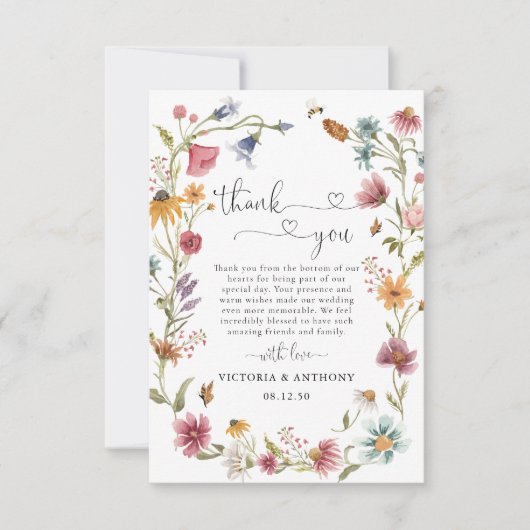 Wildflower bruiloft dank u kaarten (Voorkant)