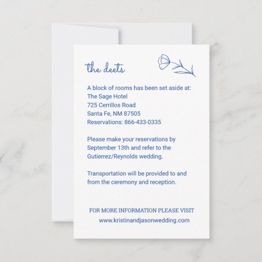 Wildflower bruiloft Details Kaart met QR Code (Voorkant)