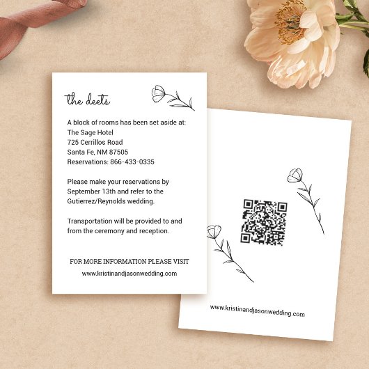 Wildflower bruiloft Details Kaart met QR Code