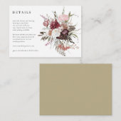 Wildflower bruiloft details ontvangst behuizing au informatiekaartje (Voorkant / Achterkant)