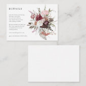 Wildflower bruiloft details receptie informatiekaartje (Voorkant / Achterkant)