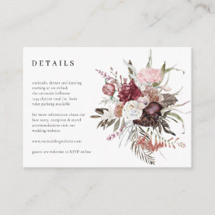 Wildflower bruiloft details receptie informatiekaartje