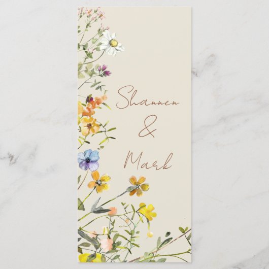 Wildflower bruiloft diner menu (Achterkant)