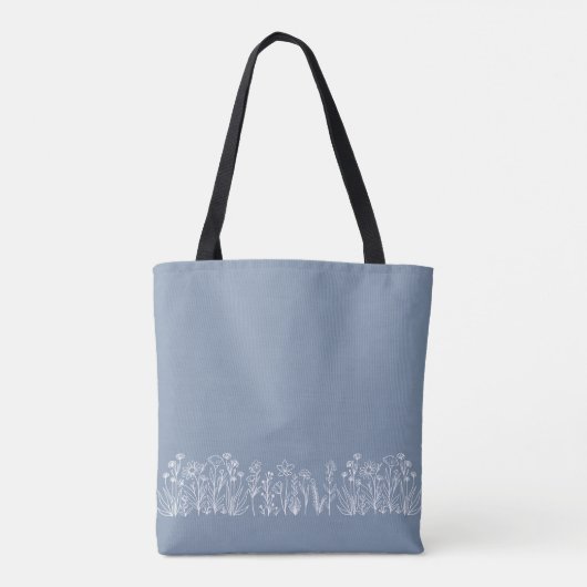 Wildflower bruiloft elke kleur lijn getekend bloem tote bag (Achterkant)