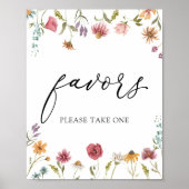 Wildflower Bruiloft Favoren Bord Poster (Voorkant)