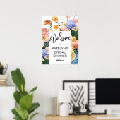 Wildflower Bruiloft Feest Welkomstbord Poster (Thuiskantoor)