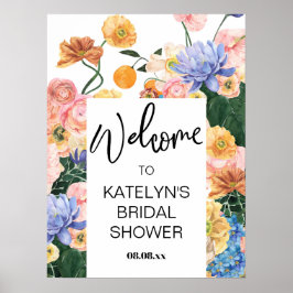 Wildflower Bruiloft Feest Welkomstbord  Poster