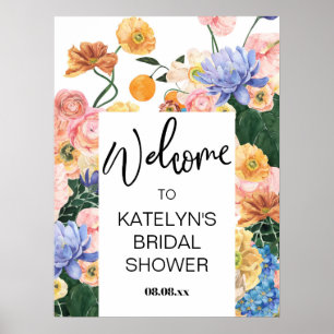 Wildflower Bruiloft Feest Welkomstbord  Poster