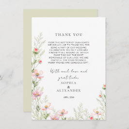 Wildflower bruiloft flat dank u kaart