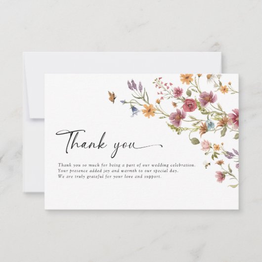 Wildflower bruiloft flat dank u kaarten (Voorkant)