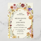 Wildflower bruiloft Folie Folie Uitnodiging (Voorkant)
