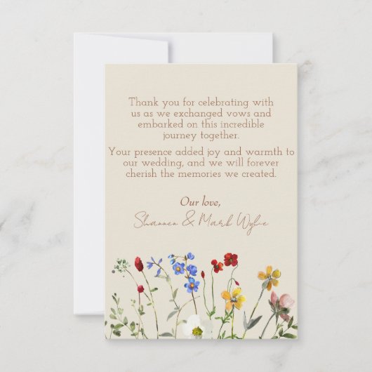 Wildflower bruiloft foto dank u kaart (Voorkant)