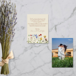 Wildflower bruiloft foto dank u kaart