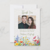 Wildflower bruiloft foto plat dank je kaart (Voorkant)
