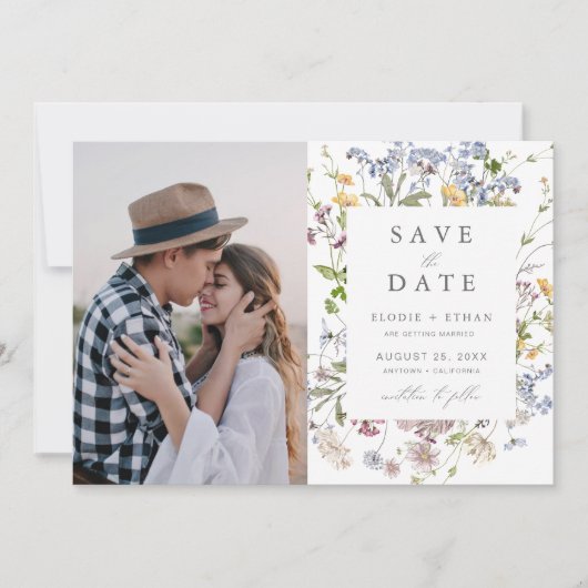 Wildflower bruiloft foto Save the Date Whimsical (Voorkant)