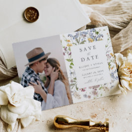 Wildflower bruiloft foto Save the Date Whimsical