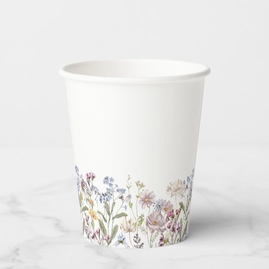 Wildflower bruiloft gepersonaliseerde papier cup b papieren bekers (Achterkant)