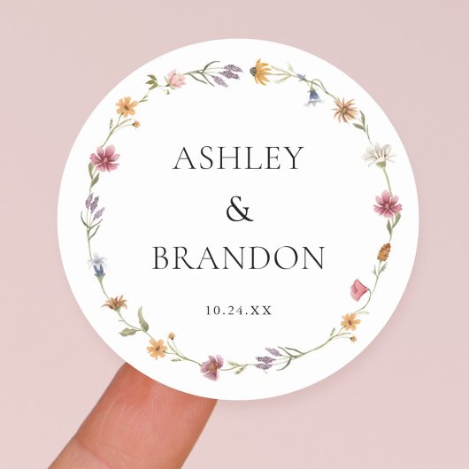 Wildflower bruiloft gunst envelop afdichtingen ronde sticker