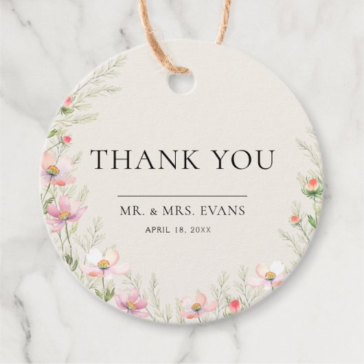 Wildflower bruiloft gunst Labels. Bedankjes Labels (Voorkant)