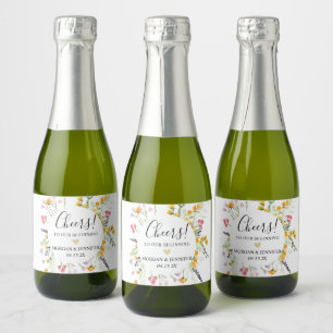 Wildflower bruiloft gunst Proost Mousserende Wijn Sparkling Wijnetiket
