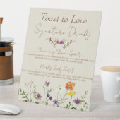 Wildflower bruiloft handtekening Drinken Reclamebord Met Voetstuk (Insitu)