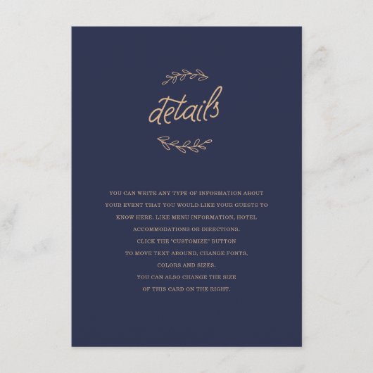 Wildflower bruiloft invoegen informatiekaartje (Voorkant)