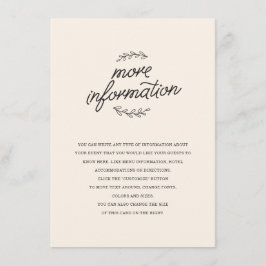 Wildflower bruiloft invoegen informatiekaartje