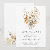 Wildflower Bruiloft | Ivoor Kleur Save The Date Ka (Voorkant / Achterkant)